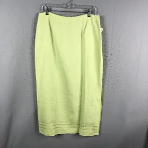 Talbots Skirt Womens 14 Lime Green 100% Linen Midi  Easter Church Office NEW