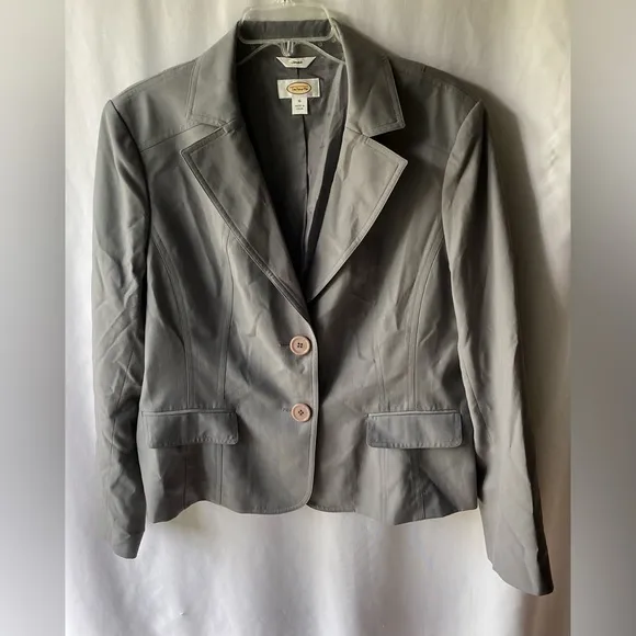 Talbots Wool Blend Blazer Gray Womens Size 16 Stretch NWOT