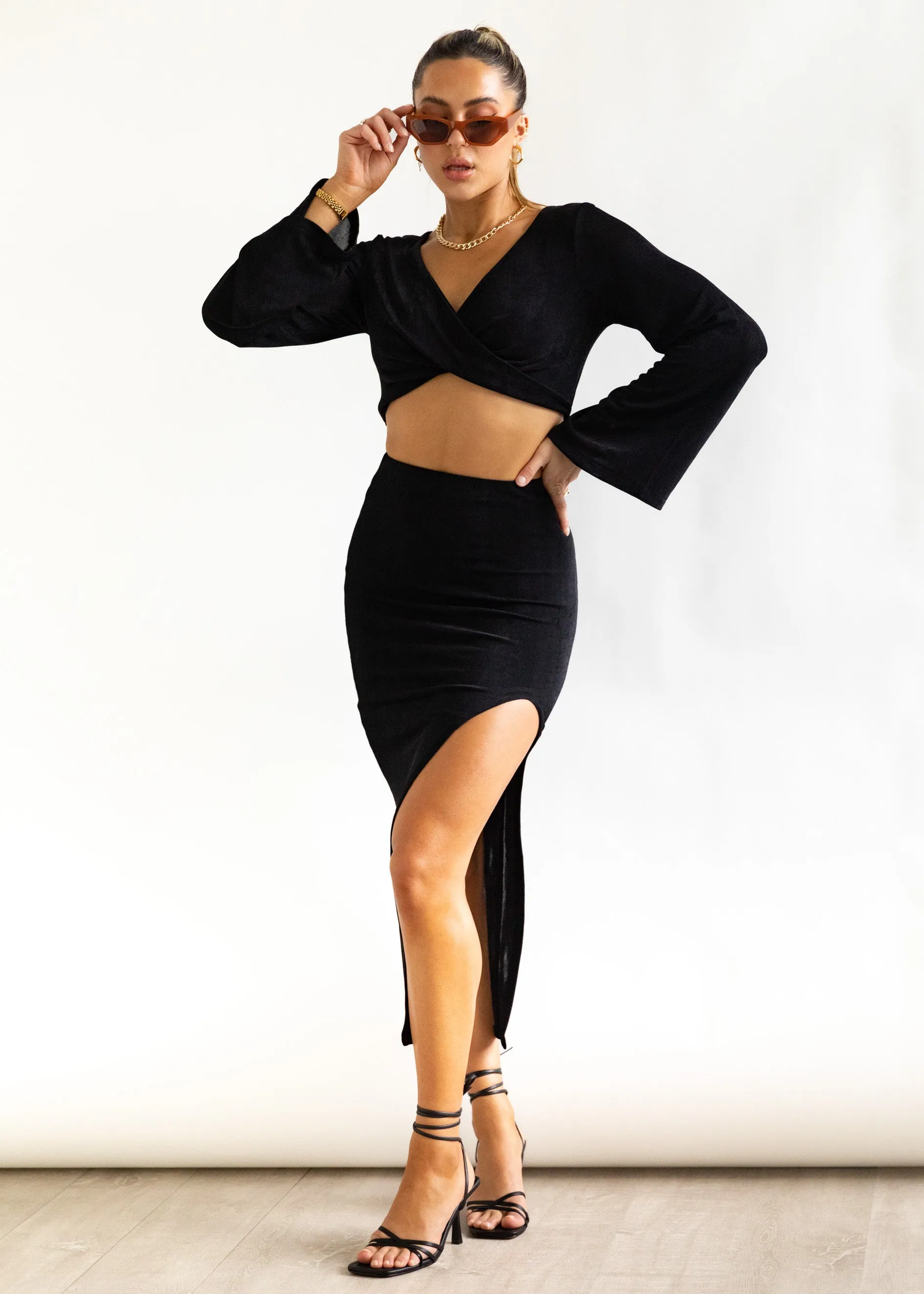 Taleah Midi Skirt - Black
