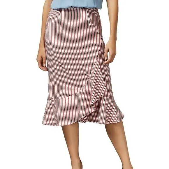 ted baker coryn striped asymmetric midi skirt