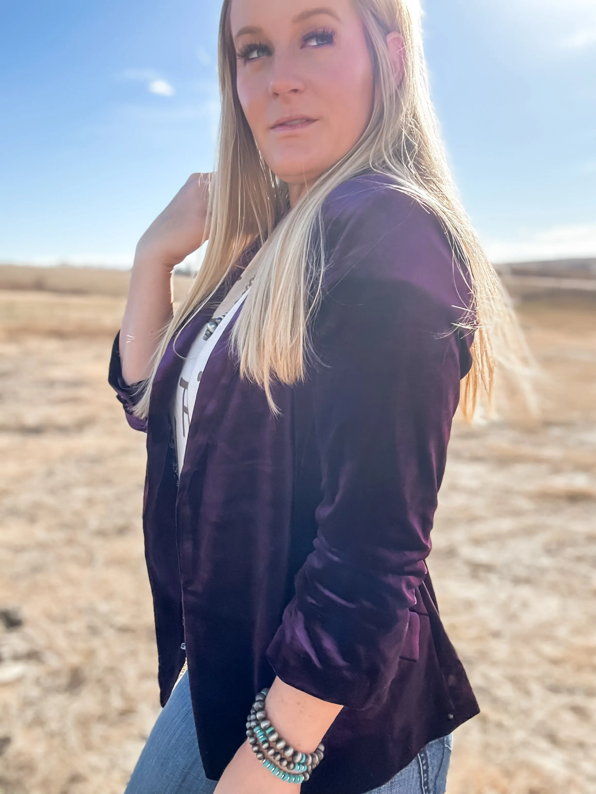 The Wesley Deep Plum Velvet Blazer