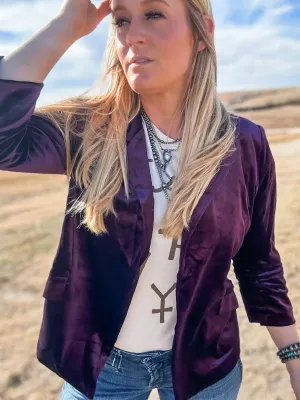 The Wesley Deep Plum Velvet Blazer