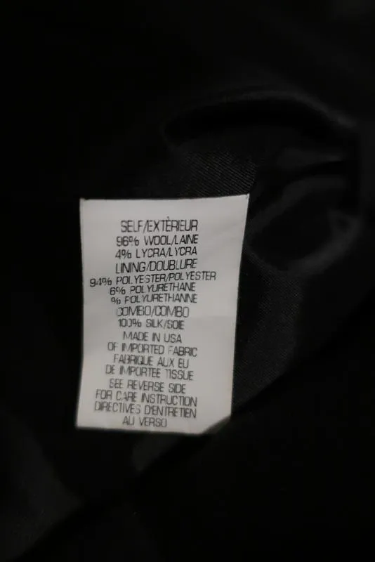 Theory Blazer Belma Black Satin-Trim Stretch Wool Size 6 One-Button Jacket