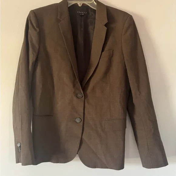 Theory Matilda Tailor Brown Wool Blend Blazer size 12