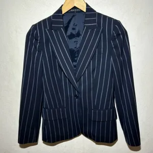 Theory Navy Pinstripe Wool Blend Classic Blazer Size 2