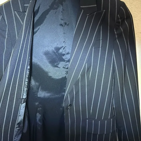 Theory Navy Pinstripe Wool Blend Classic Blazer Size 2