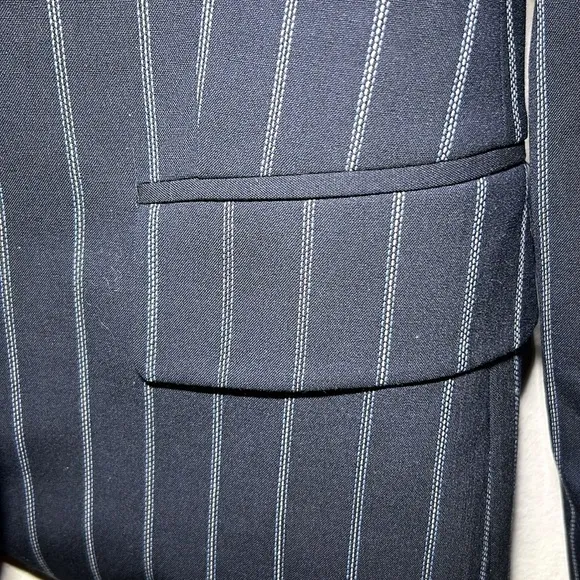 Theory Navy Pinstripe Wool Blend Classic Blazer Size 2