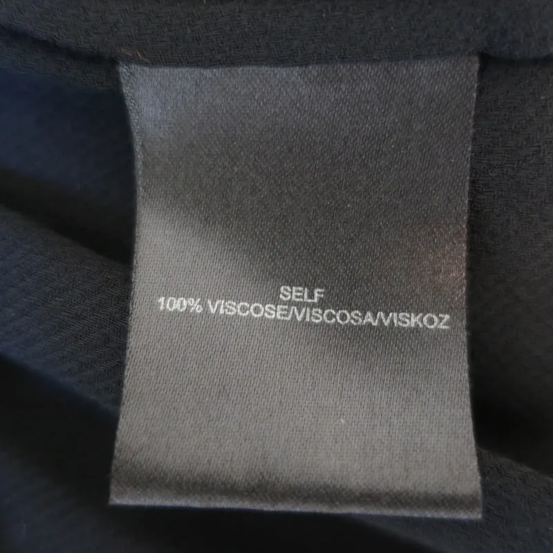 Tibi Peplum Blouse Savanna Black Crepe Size 6 Long Sleeve Button Up Top