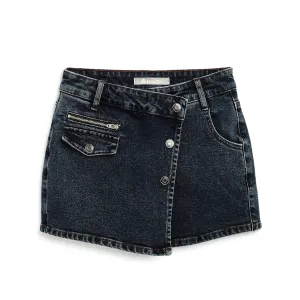 Tractr Girls Indigo Overflap Button Skort