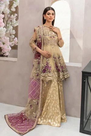 Traditional Embroidered Pakistani Party Dress in Peplum Frock and Gharara Style for Eid