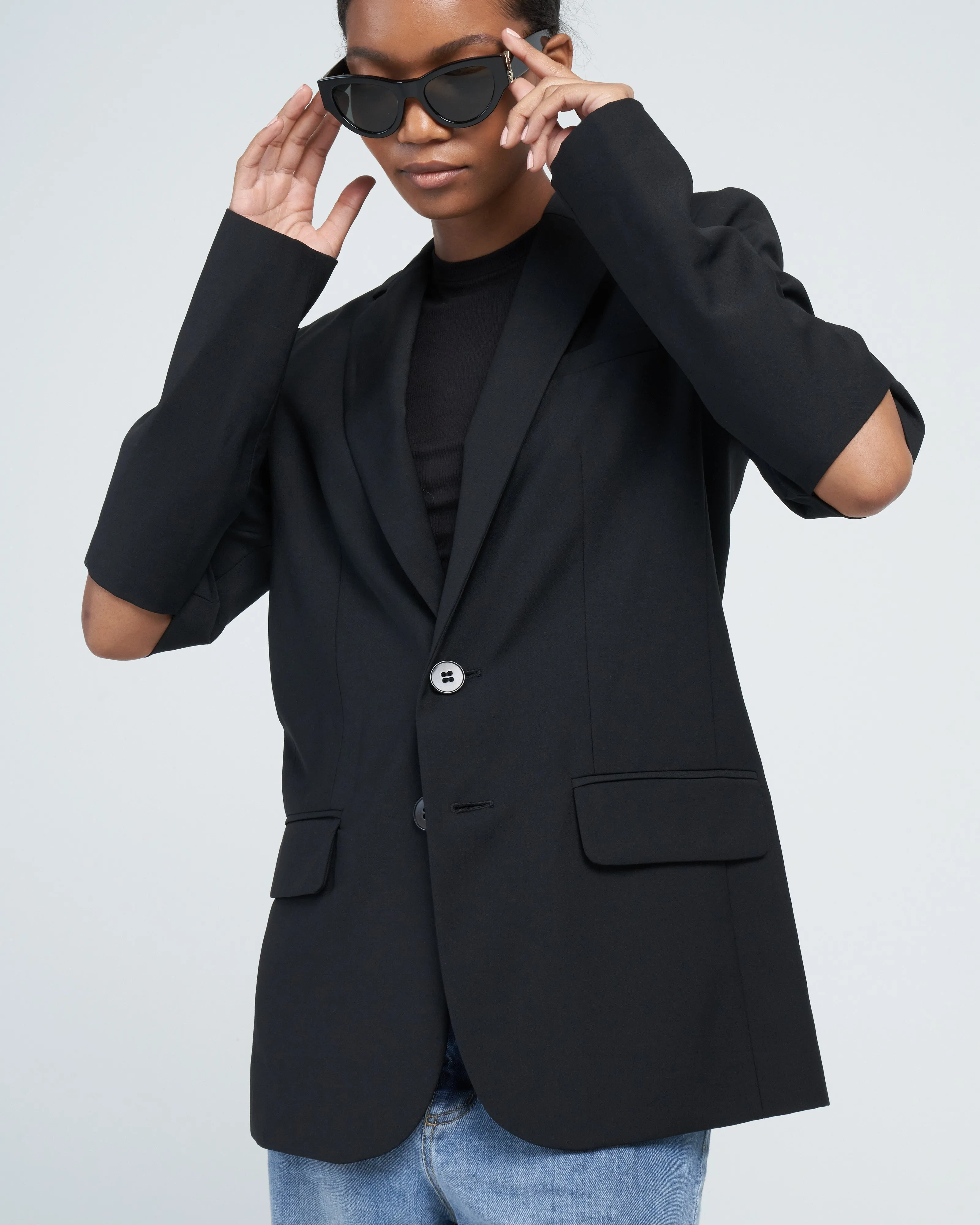 tropical wool cutout sleeve marlon blazer