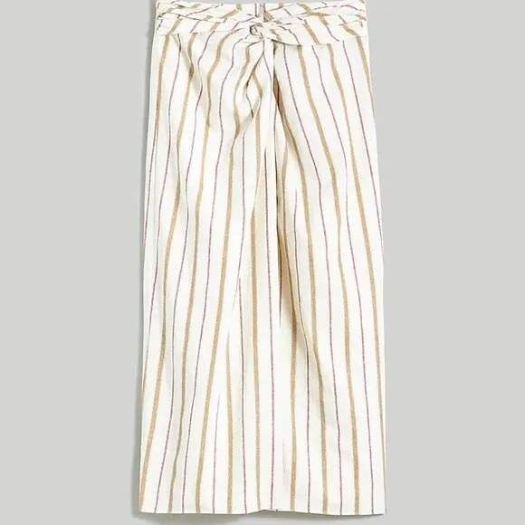 Twist-Front Sarong Midi Skirt Stripe Size 14