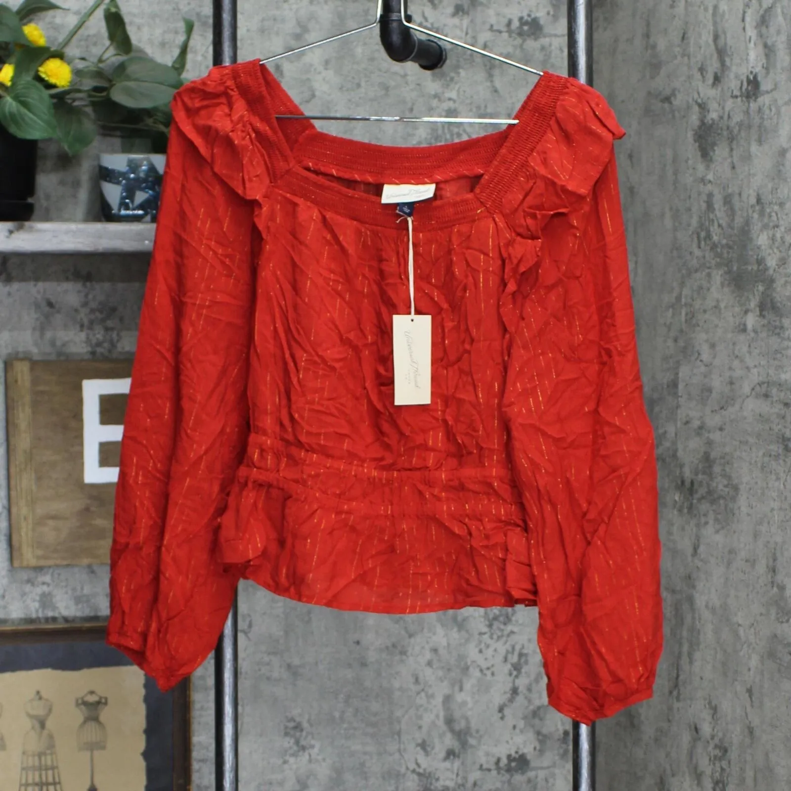 Universal Thread Women's Balloon Long Sleeve Peplum Blouse