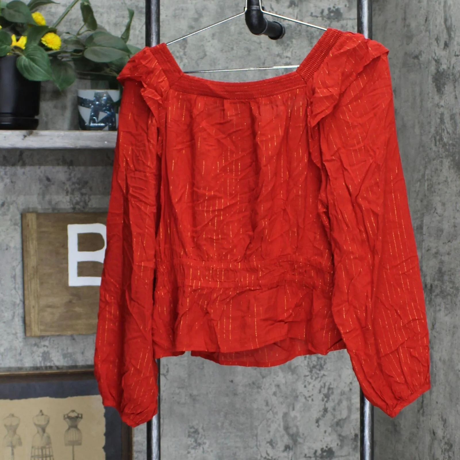 Universal Thread Women's Balloon Long Sleeve Peplum Blouse