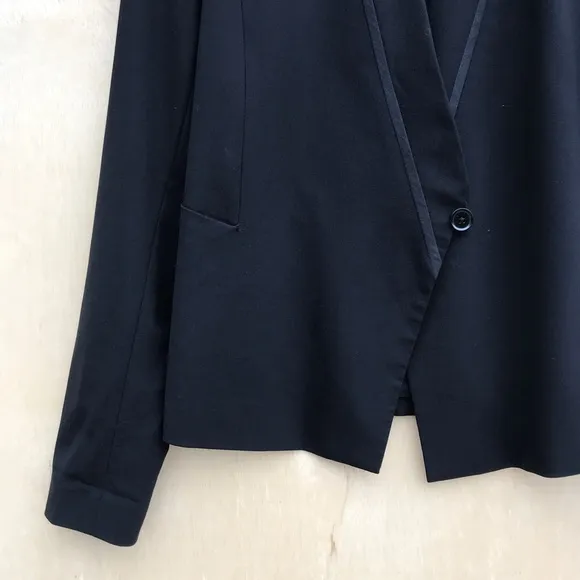 Vince Black Collarless Asymmetrical Blazer