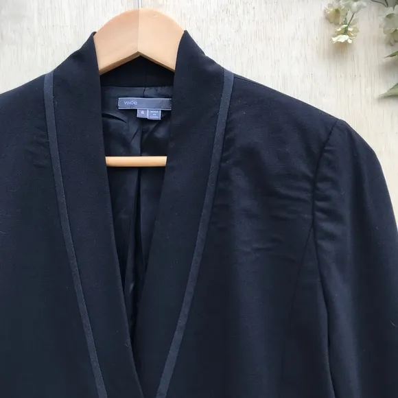 Vince Black Collarless Asymmetrical Blazer