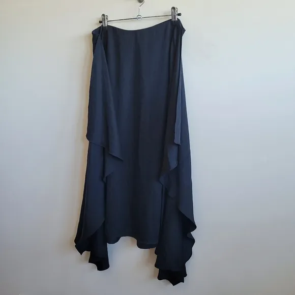 Vince Tie Front Asymmetrical Hem Skirt In Black