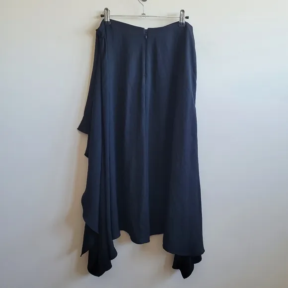 Vince Tie Front Asymmetrical Hem Skirt In Black