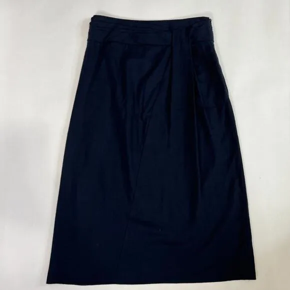 Vince Twist-Front A-Line Midi Cotton Skirt Blue Sz 4
