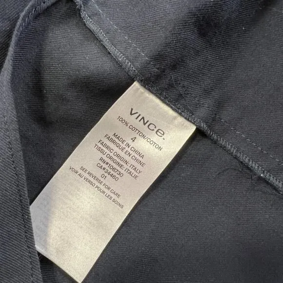 Vince Twist-Front A-Line Midi Cotton Skirt Blue Sz 4