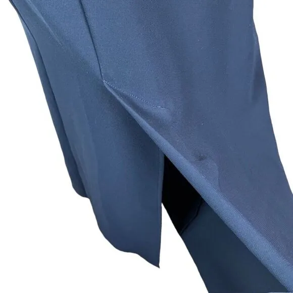 Vince Blue Belted Wrap Midi Skirt Faux Leather Belt Raw Hem Size 4