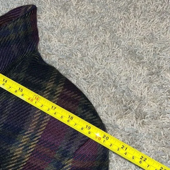 Vintage 90s KL by Karl Lagerfeld Plaid Double Breasted Blazer Wool Purple and Gr
