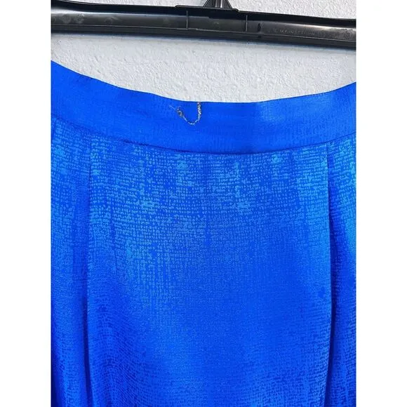 Vintage Adrianna Papell Lined Silk Cerulean Blue Blazer &amp; Skirt Suit Size 10