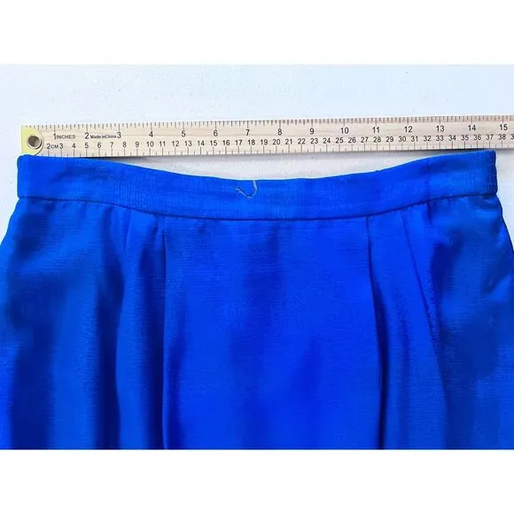 Vintage Adrianna Papell Lined Silk Cerulean Blue Blazer &amp; Skirt Suit Size 10