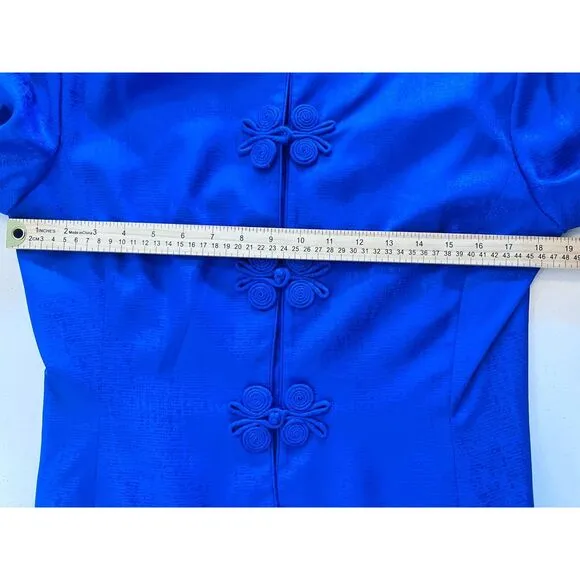 Vintage Adrianna Papell Lined Silk Cerulean Blue Blazer &amp; Skirt Suit Size 10