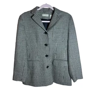 Vintage Ann Taylor Petites Houndstooth Wool Blazer, Size 8 Petite