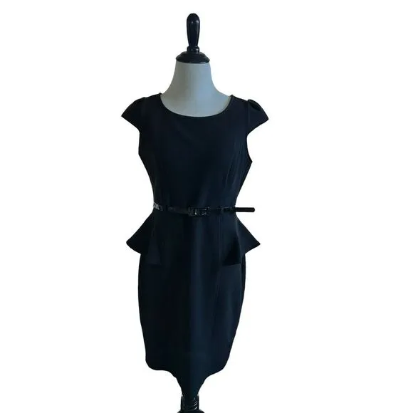 Vintage Carole Little Sz 8 Sleeveless Little Black‎ Dress Peplum Waist Classic