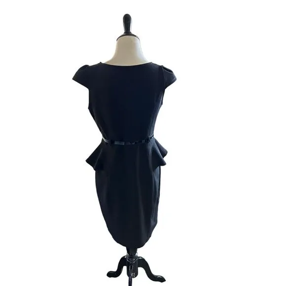 Vintage Carole Little Sz 8 Sleeveless Little Black‎ Dress Peplum Waist Classic