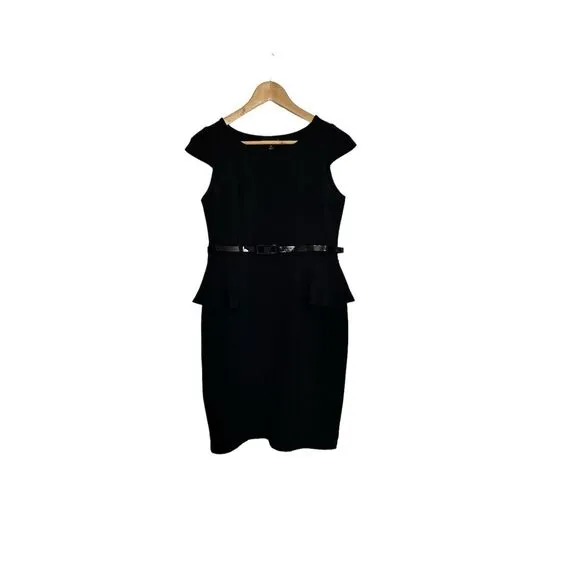 Vintage Carole Little Sz 8 Sleeveless Little Black‎ Dress Peplum Waist Classic