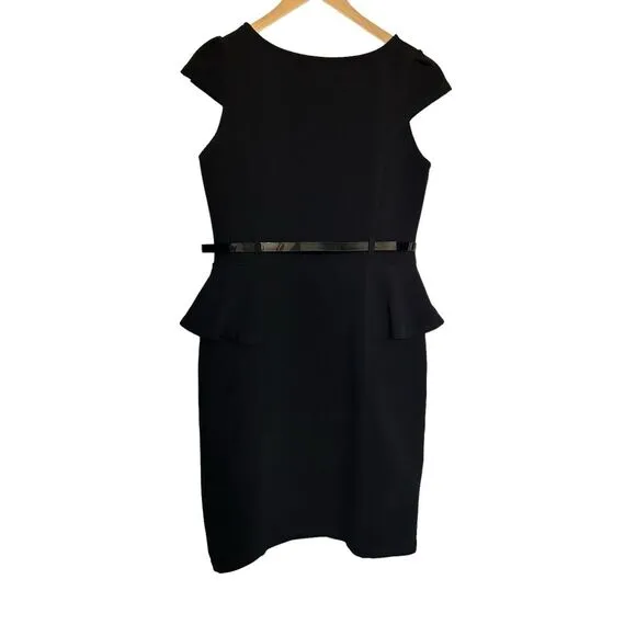 Vintage Carole Little Sz 8 Sleeveless Little Black‎ Dress Peplum Waist Classic