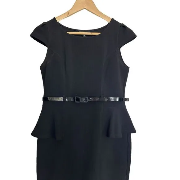 Vintage Carole Little Sz 8 Sleeveless Little Black‎ Dress Peplum Waist Classic
