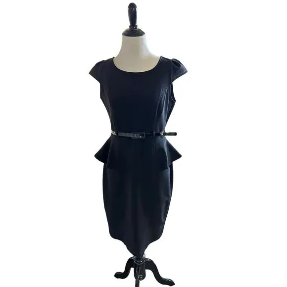 Vintage Carole Little Sz 8 Sleeveless Little Black‎ Dress Peplum Waist Classic