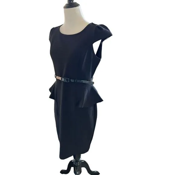 Vintage Carole Little Sz 8 Sleeveless Little Black‎ Dress Peplum Waist Classic