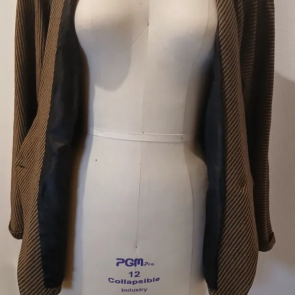 Vintage Elements by Kris Tulin Brown and Black Wool Stripe Blazer Size 12