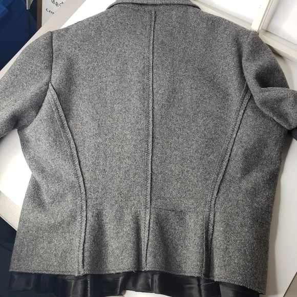 Vintage Firuze Hook &amp; Eye Double Zipper Peplum Fitted Wool Boutique Quiet Lux XL