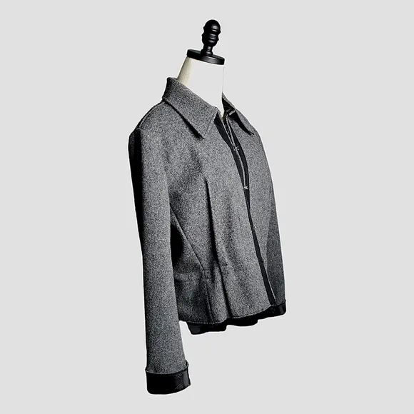 Vintage Firuze Hook &amp; Eye Double Zipper Peplum Fitted Wool Boutique Quiet Lux XL