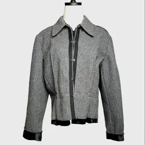 Vintage Firuze Hook &amp; Eye Double Zipper Peplum Fitted Wool Boutique Quiet Lux XL