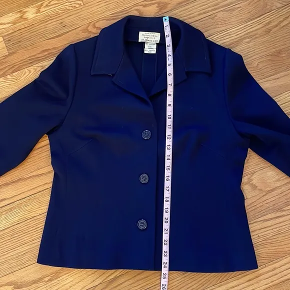 Vintage I. Magnin &amp; Co. Navy Blue Wool Blazer Jacket Italian