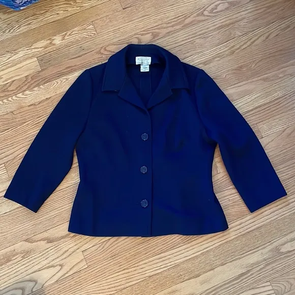 Vintage I. Magnin &amp; Co. Navy Blue Wool Blazer Jacket Italian