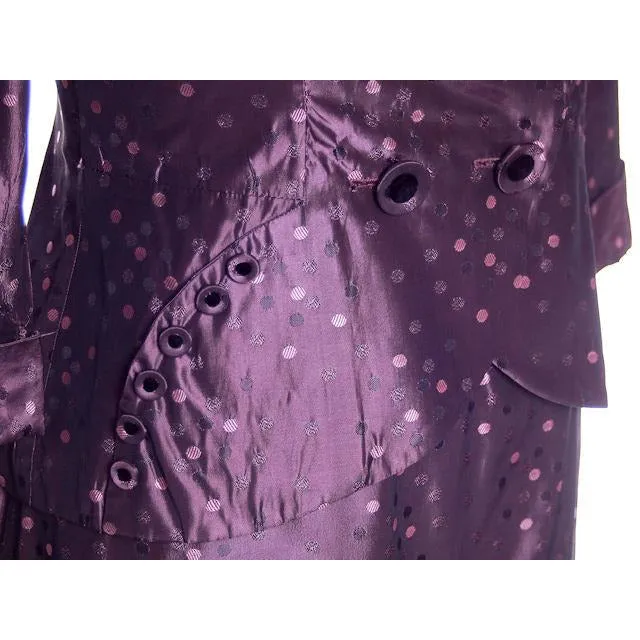 Vintage Ladies  Aubergine Damask Taffeta Suit 1940's 40-29-42