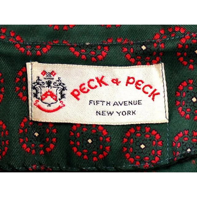 Vintage Ladies Cotton  Dress & Jacket Green & Red Print Peck & Peck 39-29-41