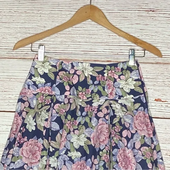 Vintage Laura Ashley A-Line Floral Midi Skirt Sz 8