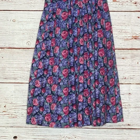 Vintage Laura Ashley A-Line Floral Midi Skirt Sz 8