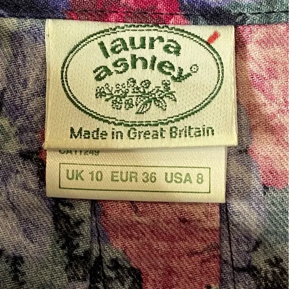 Vintage Laura Ashley A-Line Floral Midi Skirt Sz 8