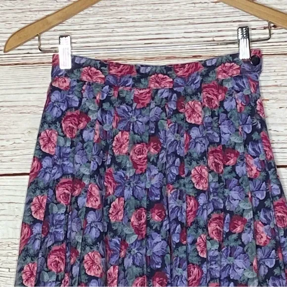Vintage Laura Ashley A-Line Floral Midi Skirt Sz 8