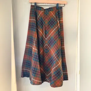 Vintage Orange and Blue Asymmetrical Maxi Skirt for Casual Wear